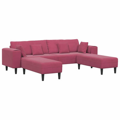 Divano in Velluto con cuscino 3 pcs Rosso Vino 208 cm Velluto - homemem39