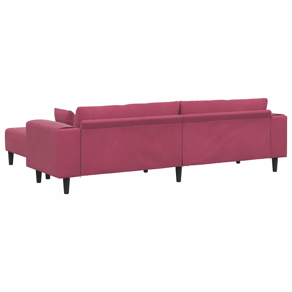Divano in Velluto con cuscino 3 pcs Rosso Vino 208 cm Velluto - homemem39