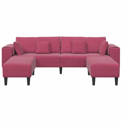 Divano in Velluto con cuscino 3 pcs Rosso Vino 208 cm Velluto - homemem39