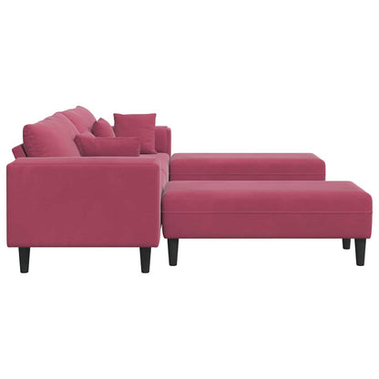 Divano in Velluto con cuscino 3 pcs Rosso Vino 208 cm Velluto - homemem39