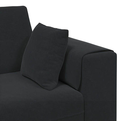 Divano in Velluto con cuscino 3 pcs Nero 208 cm Velluto