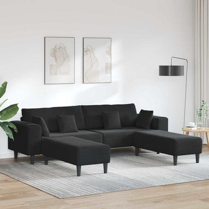 Divano in Velluto con cuscino 3 pcs Nero 208 cm Velluto