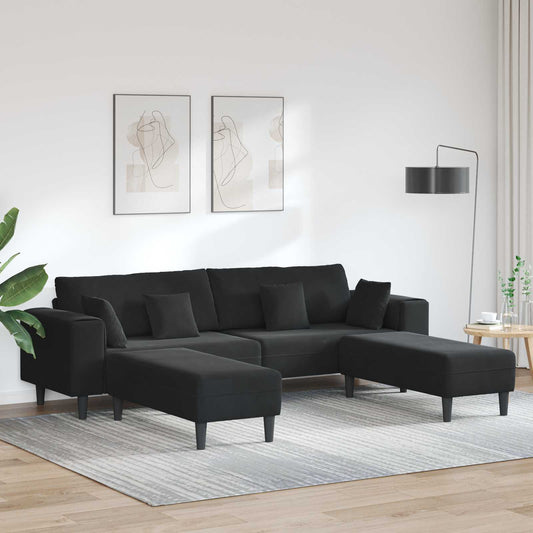 Divano 3 pcs Nero 250 x 188 x 76 cm Velluto | homemem39
