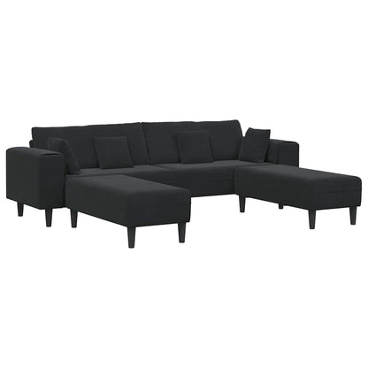 Divano in Velluto con cuscino 3 pcs Nero 208 cm Velluto