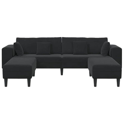 Divano in Velluto con cuscino 3 pcs Nero 208 cm Velluto