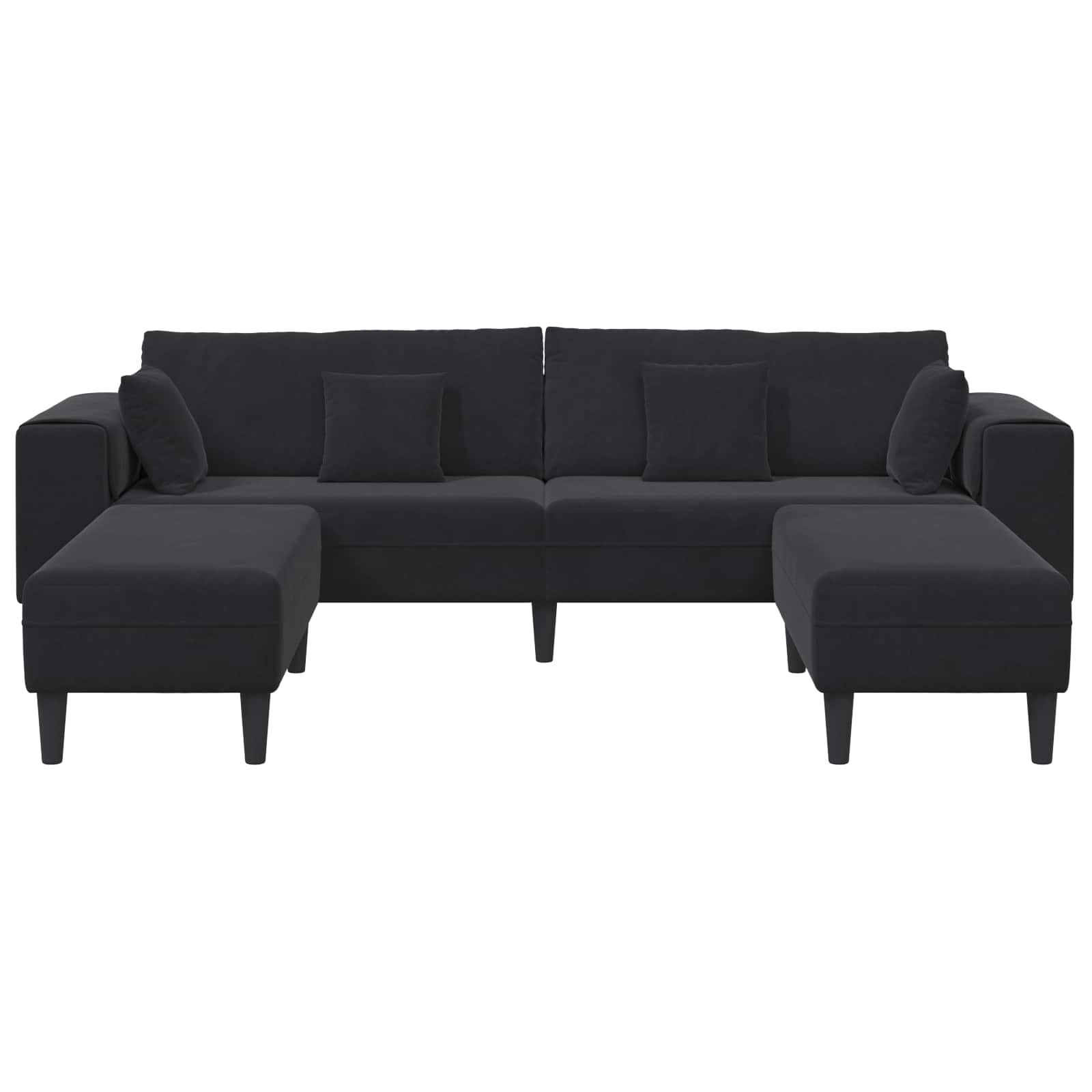 Divano 3 pcs Nero 250 x 188 x 76 cm Velluto | homemem39
