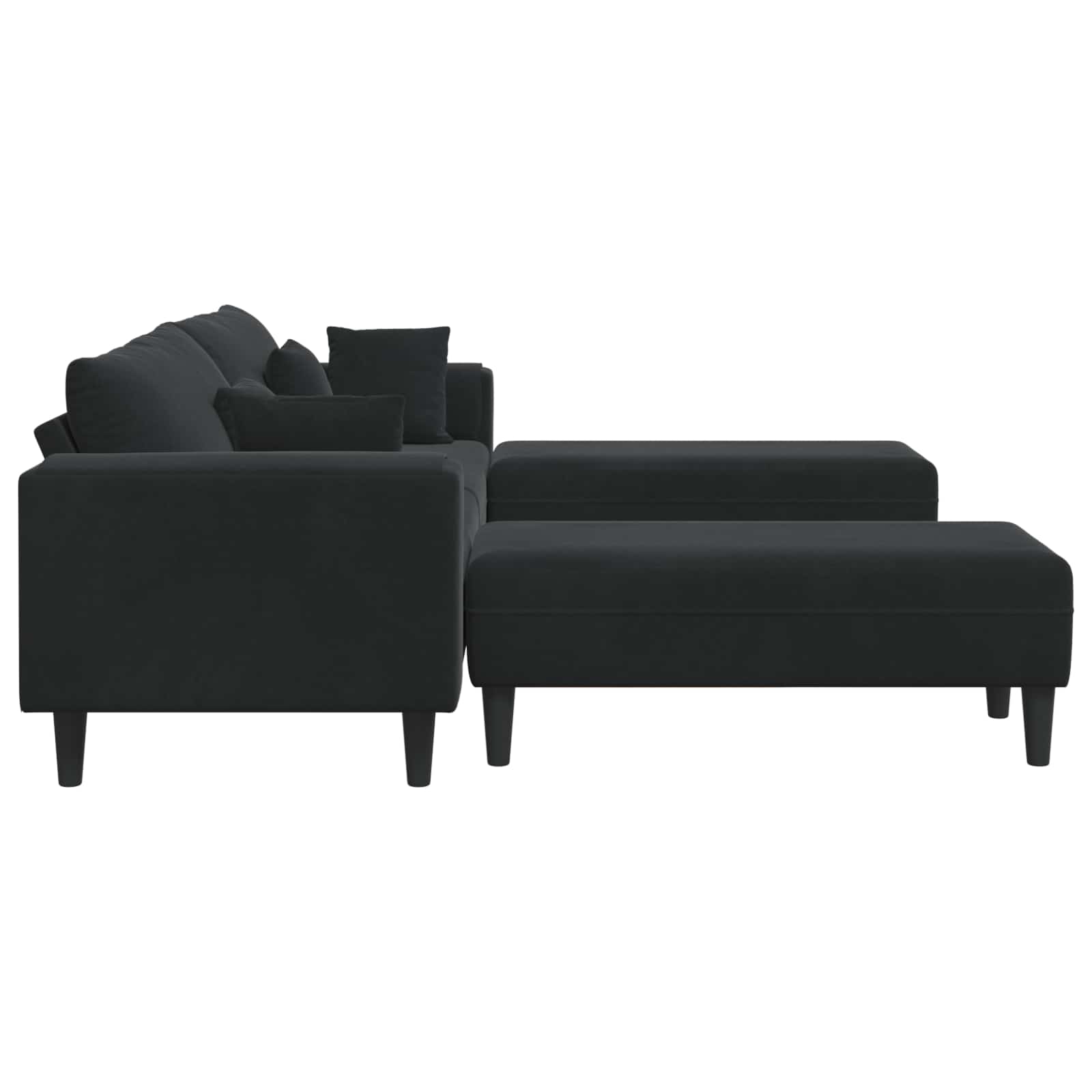 Divano 3 pcs Nero 250 x 188 x 76 cm Velluto | homemem39