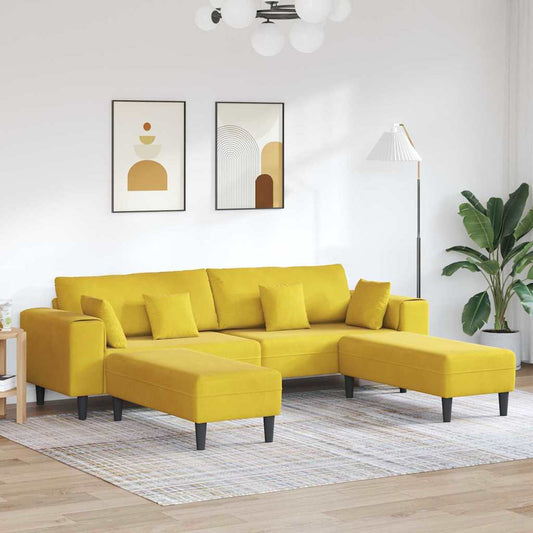 Divano in Velluto con cuscino 3 pcs Giallo 208 cm Velluto - homemem39