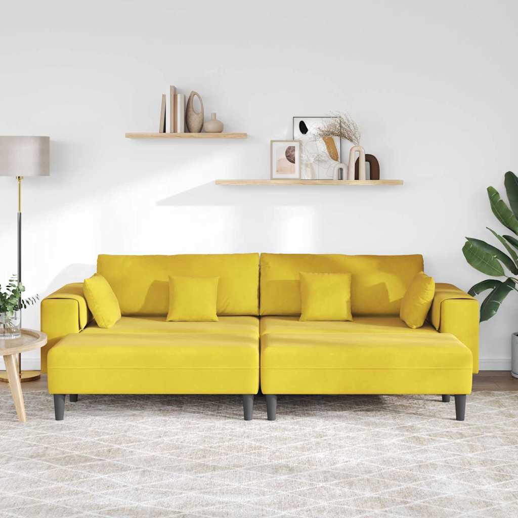 Divano in Velluto con cuscino 3 pcs Giallo 208 cm Velluto - homemem39