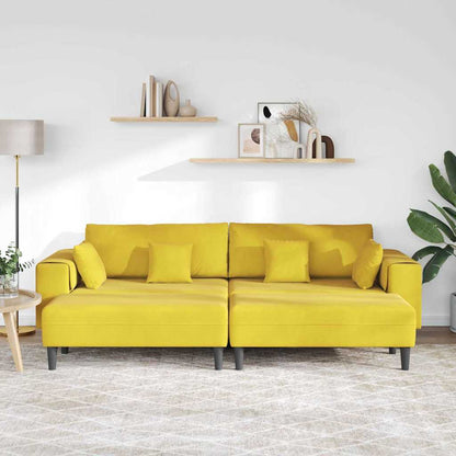 Divano in Velluto con cuscino 3 pcs Giallo 208 cm Velluto - homemem39