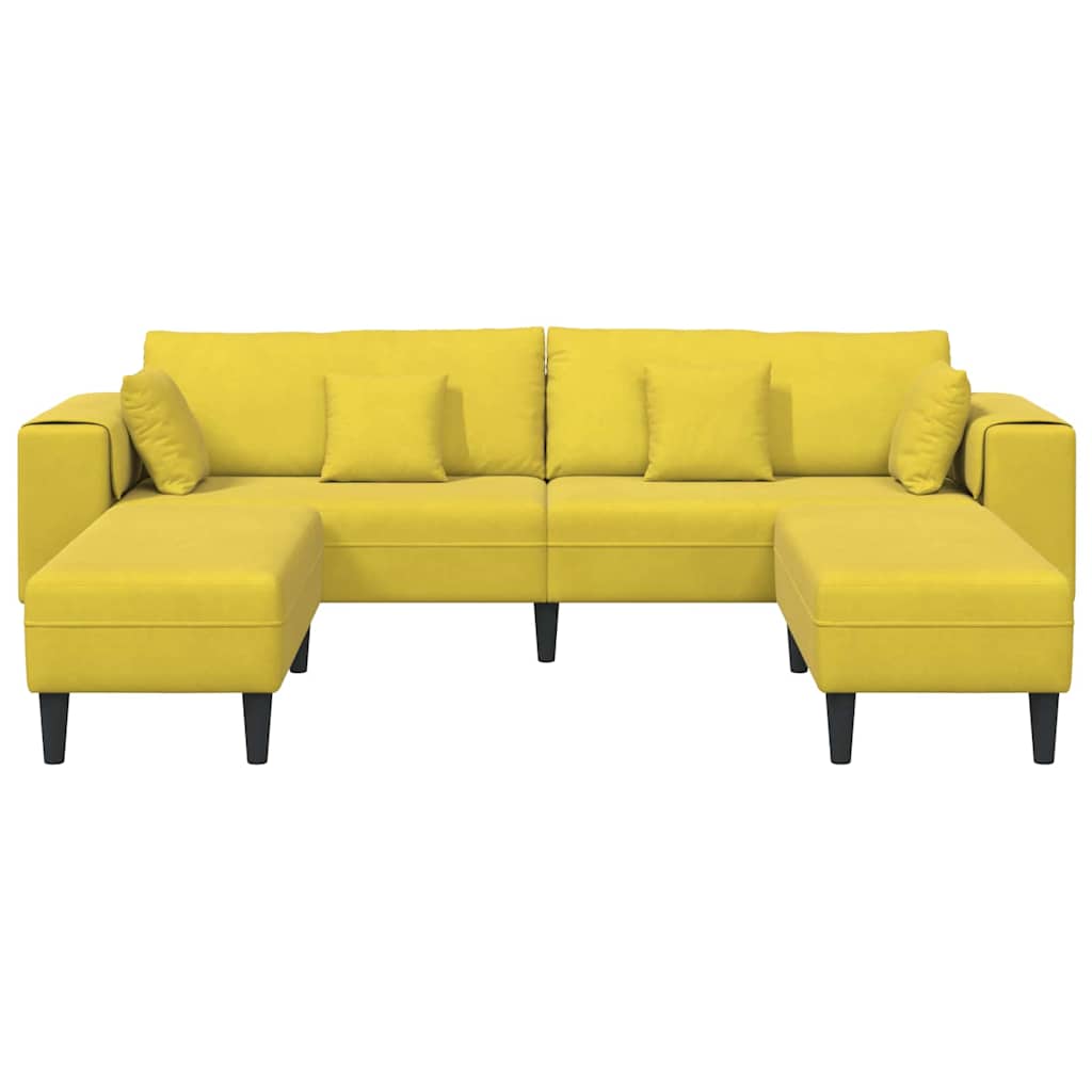 Divano in Velluto con cuscino 3 pcs Giallo 208 cm Velluto - homemem39