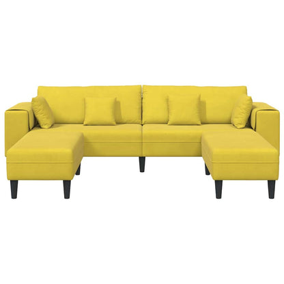 Divano in Velluto con cuscino 3 pcs Giallo 208 cm Velluto - homemem39