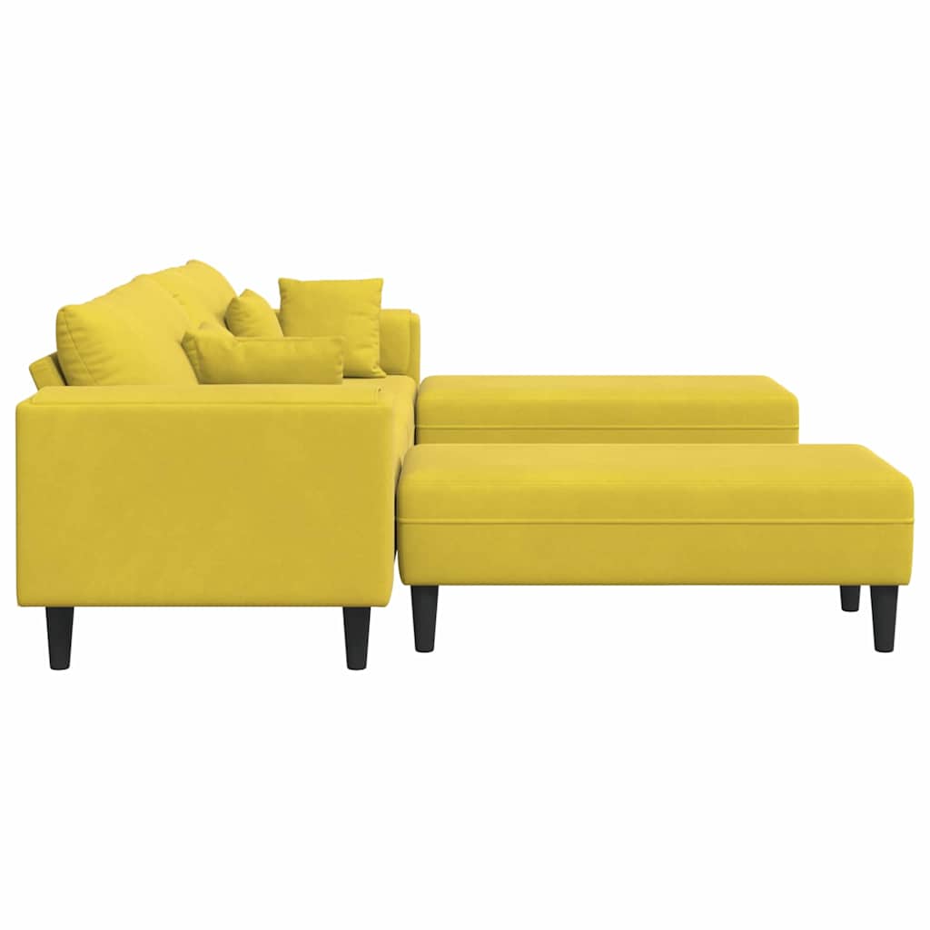 Divano in Velluto con cuscino 3 pcs Giallo 208 cm Velluto - homemem39