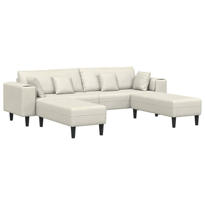 Divano in Velluto con cuscino 3 pcs Crema 208 cm Velluto