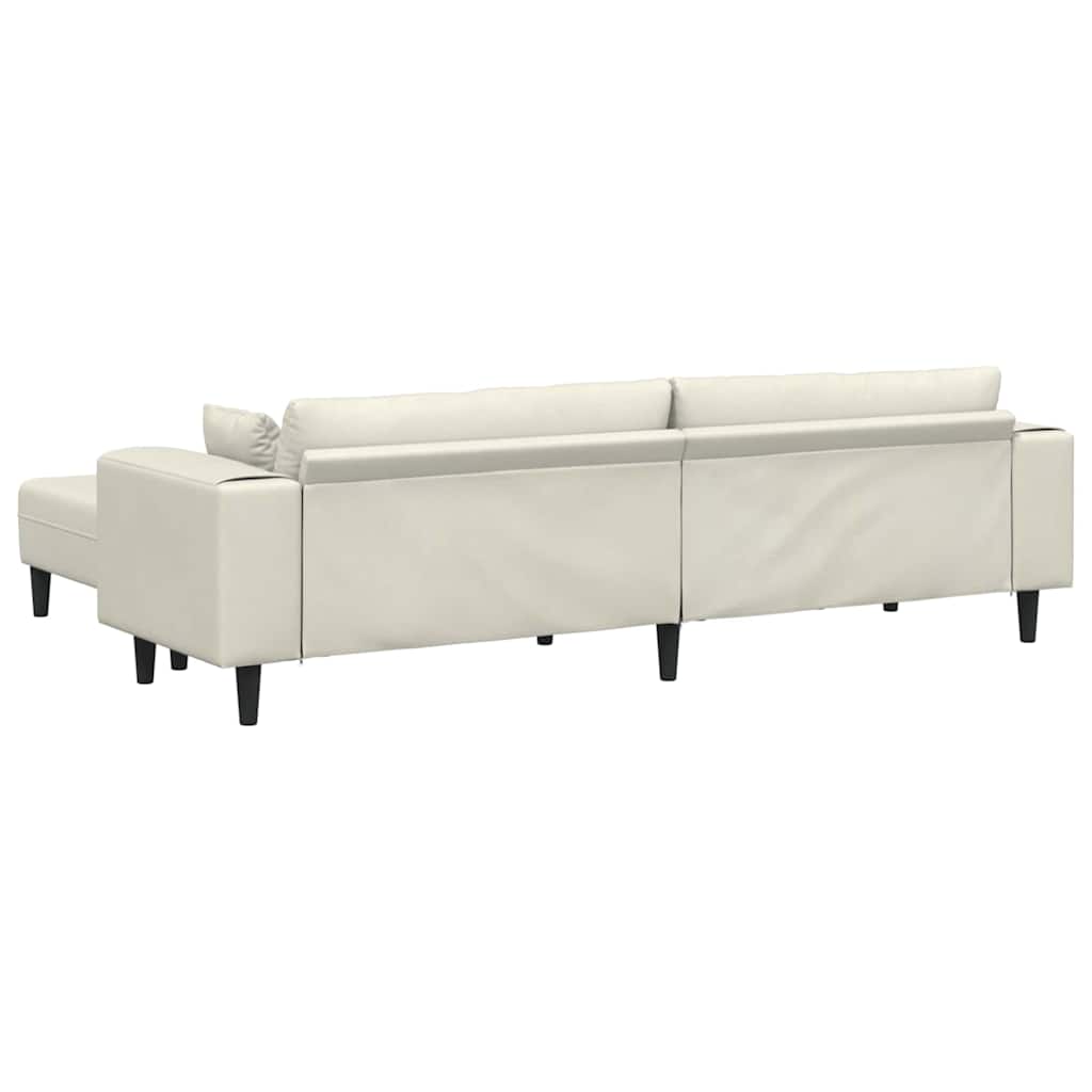 Divano in Velluto con cuscino 3 pcs Crema 208 cm Velluto
