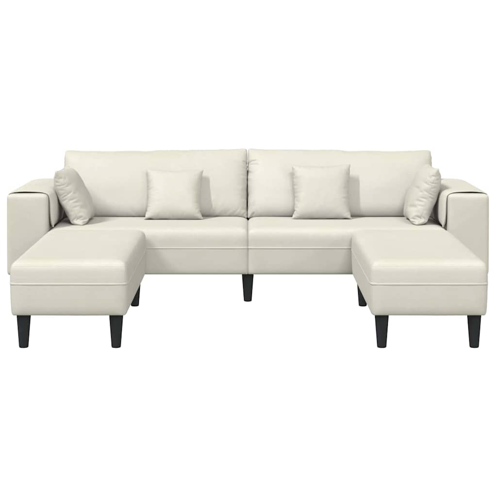 Divano in Velluto con cuscino 3 pcs Crema 208 cm Velluto