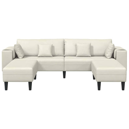 Divano in Velluto con cuscino 3 pcs Crema 208 cm Velluto