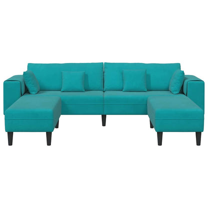 Divano in Velluto con cuscino 3 pcs Turchese 208 cm Velluto