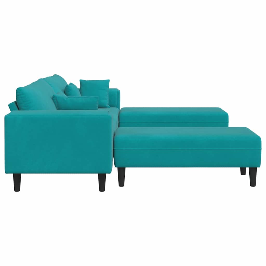 Divano in Velluto con cuscino 3 pcs Turchese 208 cm Velluto