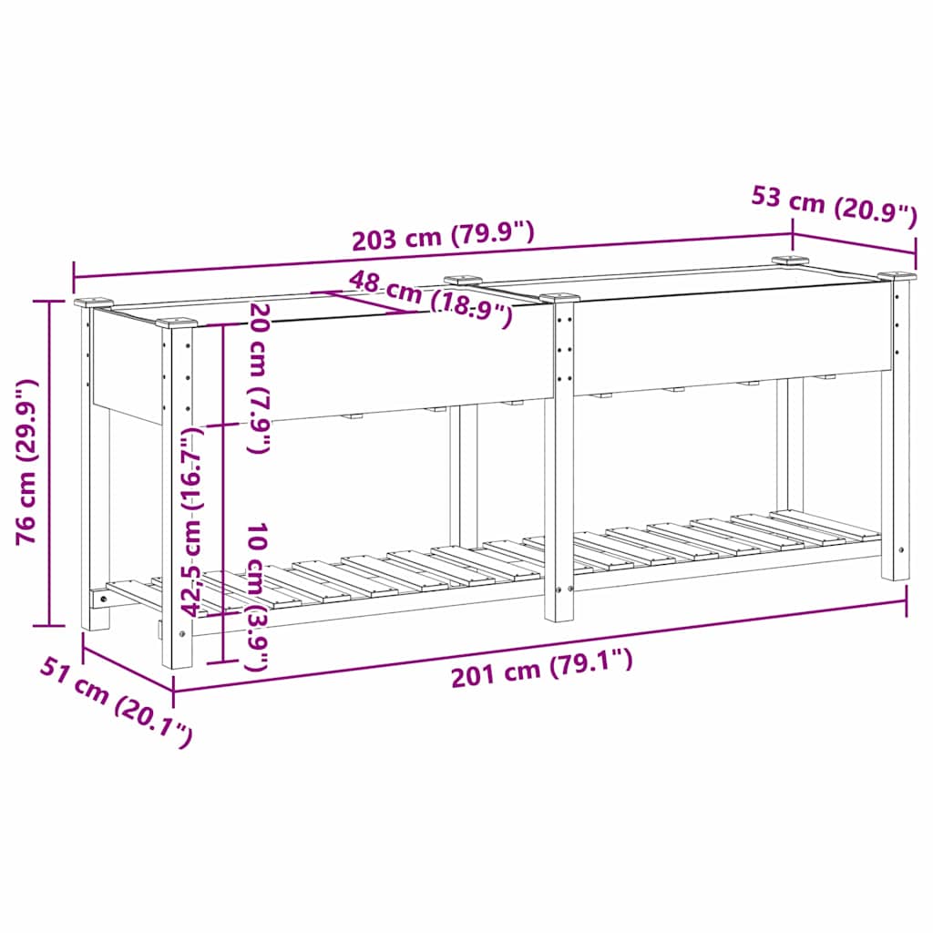 Vaso da giardino con lo scaffale Beige 203 x 53 x 76.5 cm