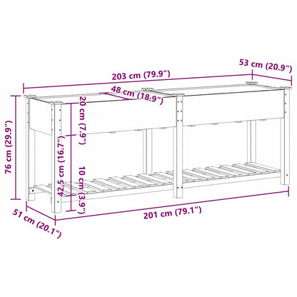 Vaso da giardino con lo scaffale Beige 203 x 53 x 76.5 cm