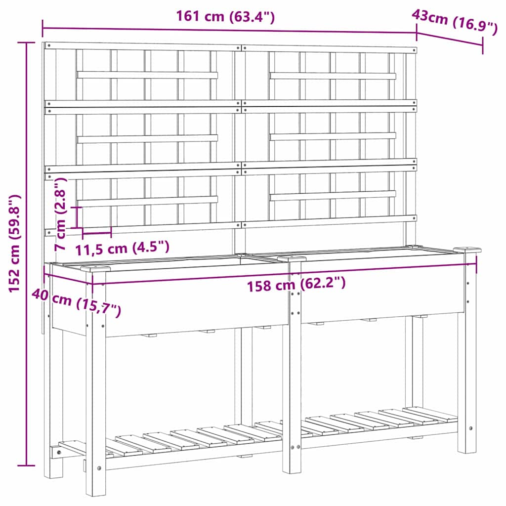 Vaso da giardino con lo scaffale Beige 161 x 46 x 152.5 cm