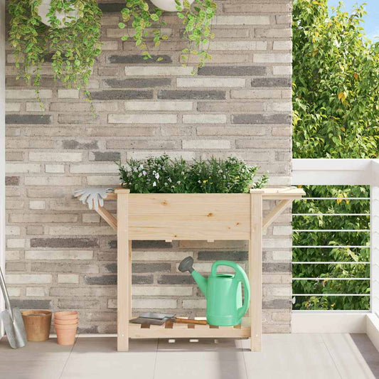 Vaso da giardino con lo scaffale Beige 111 x 37 x 76.5 cm