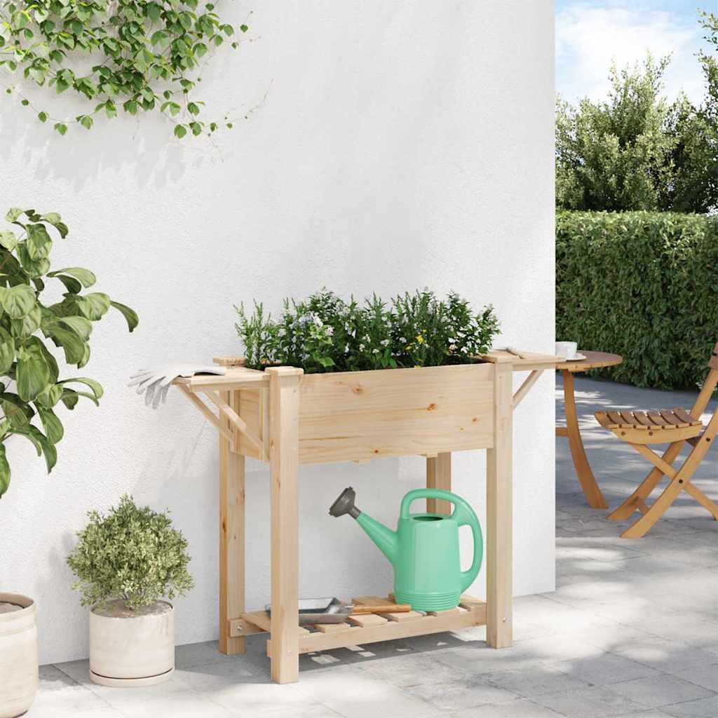Vaso da giardino con lo scaffale Beige 111 x 37 x 76.5 cm