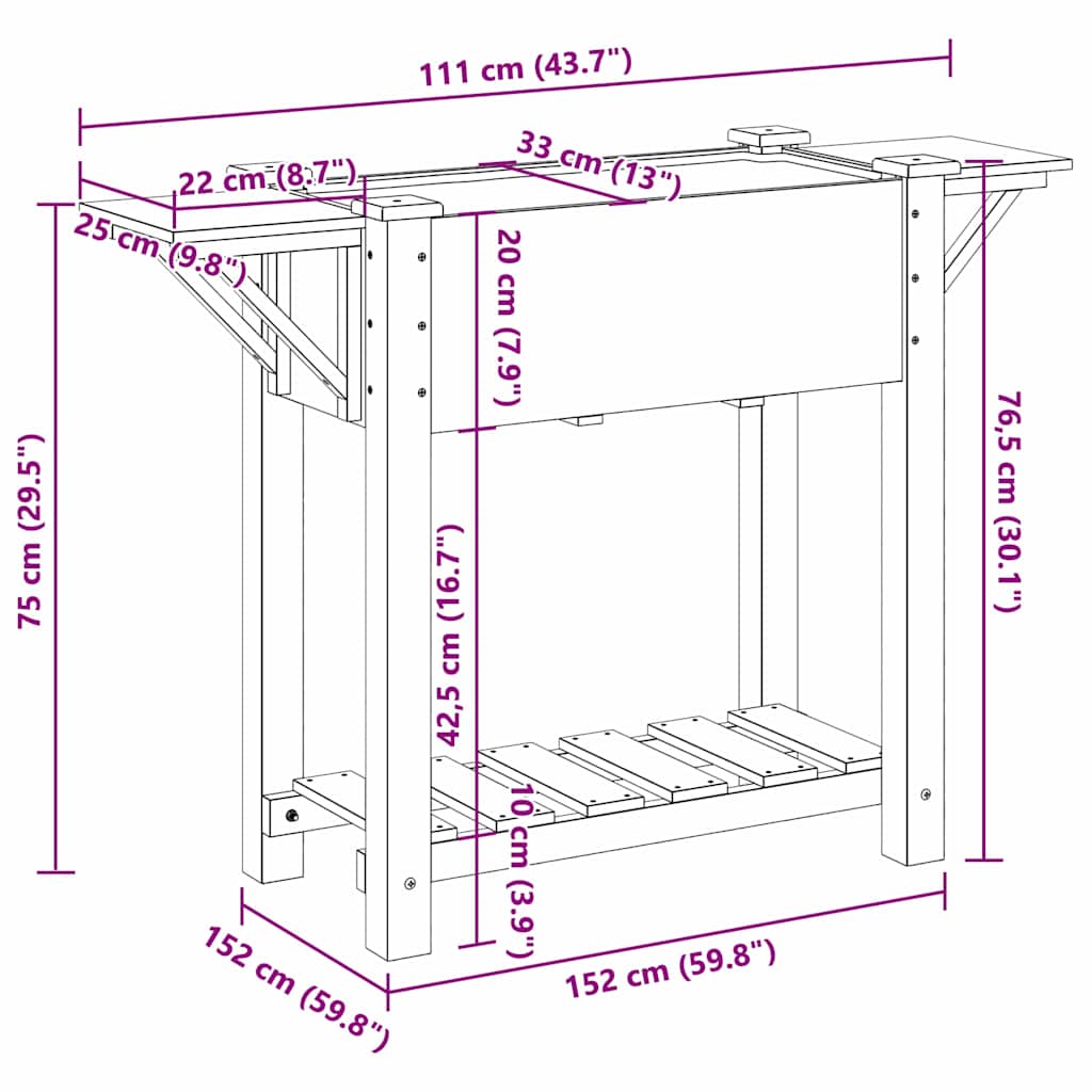 Vaso da giardino con lo scaffale Beige 111 x 37 x 76.5 cm