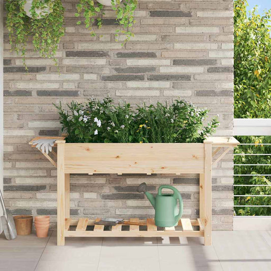 Vaso da giardino con lo scaffale Beige 155 x 59 x 76.5 cm
