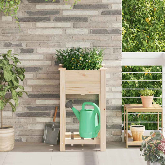 Vaso da giardino con lo scaffale Beige 45 x 45 x 76.5 cm