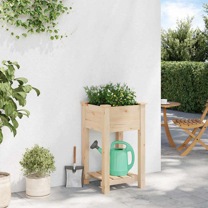 Vaso da giardino con lo scaffale Beige 45 x 45 x 76.5 cm