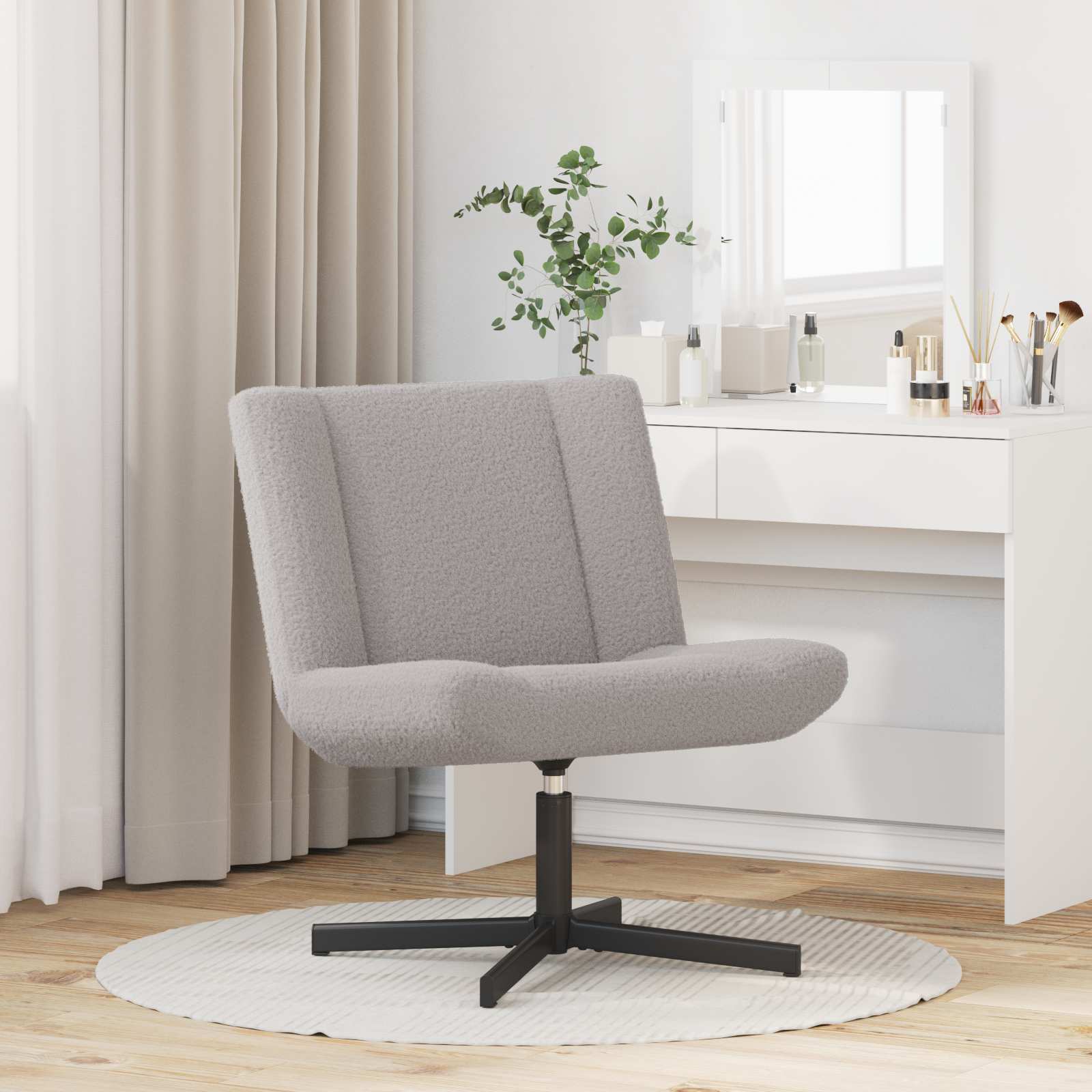 Sedia girevole Grigio chiaro 63 x 75 x 76 cm Pelle di Pecora | homemem39