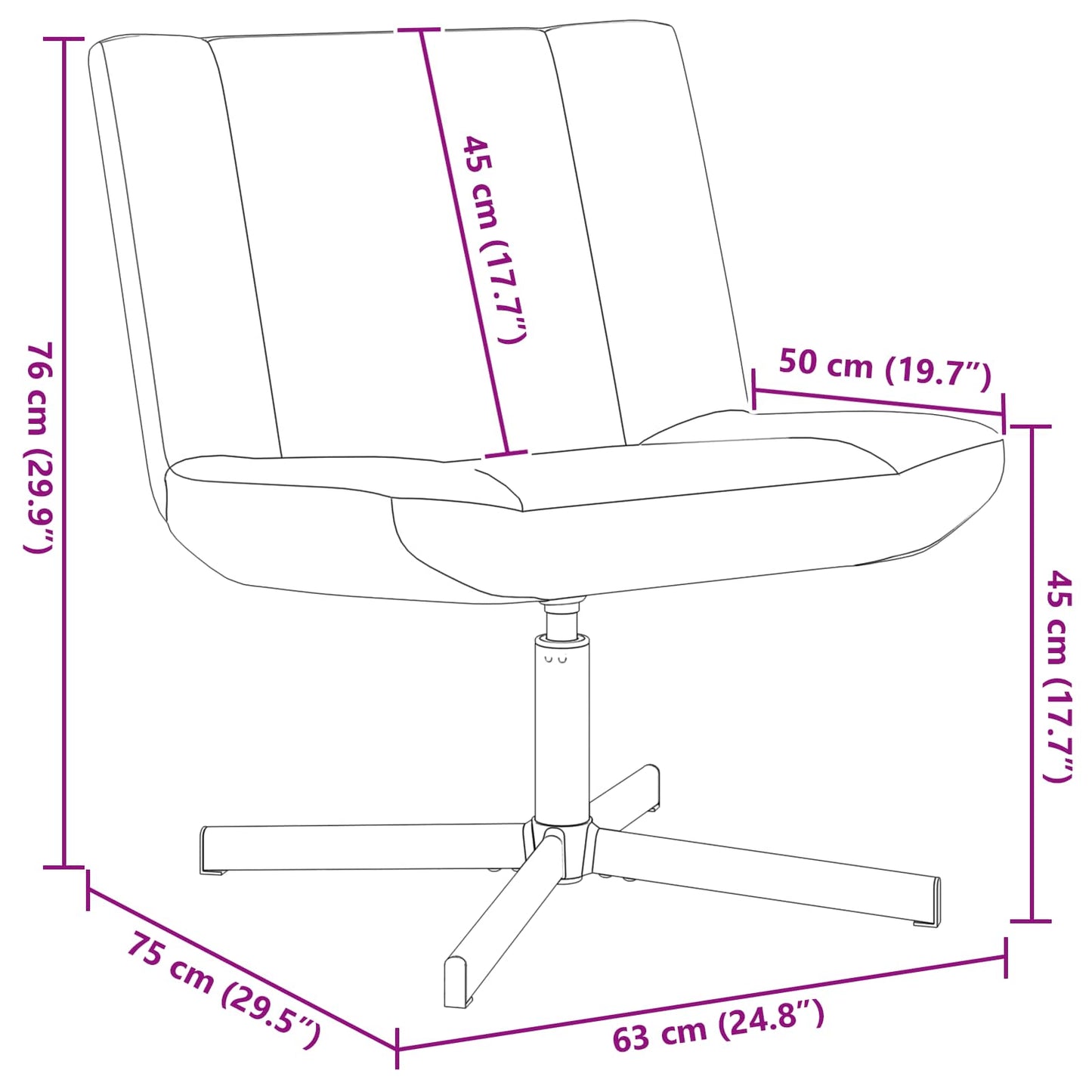 Sedia girevole Nero 63 x 75 x 76 cm Pelle di Pecora