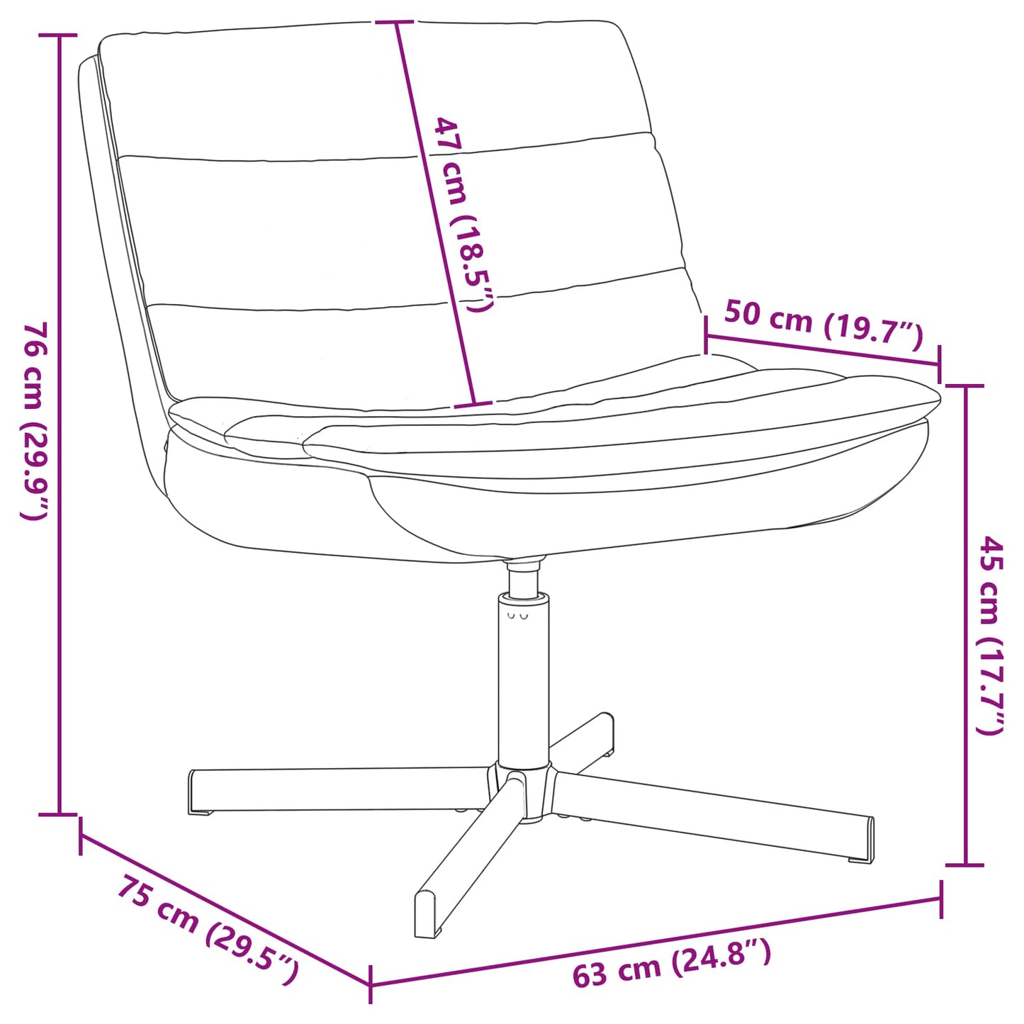 Sedia girevole Marrone 63 x 75 x 76 cm PU Lucido