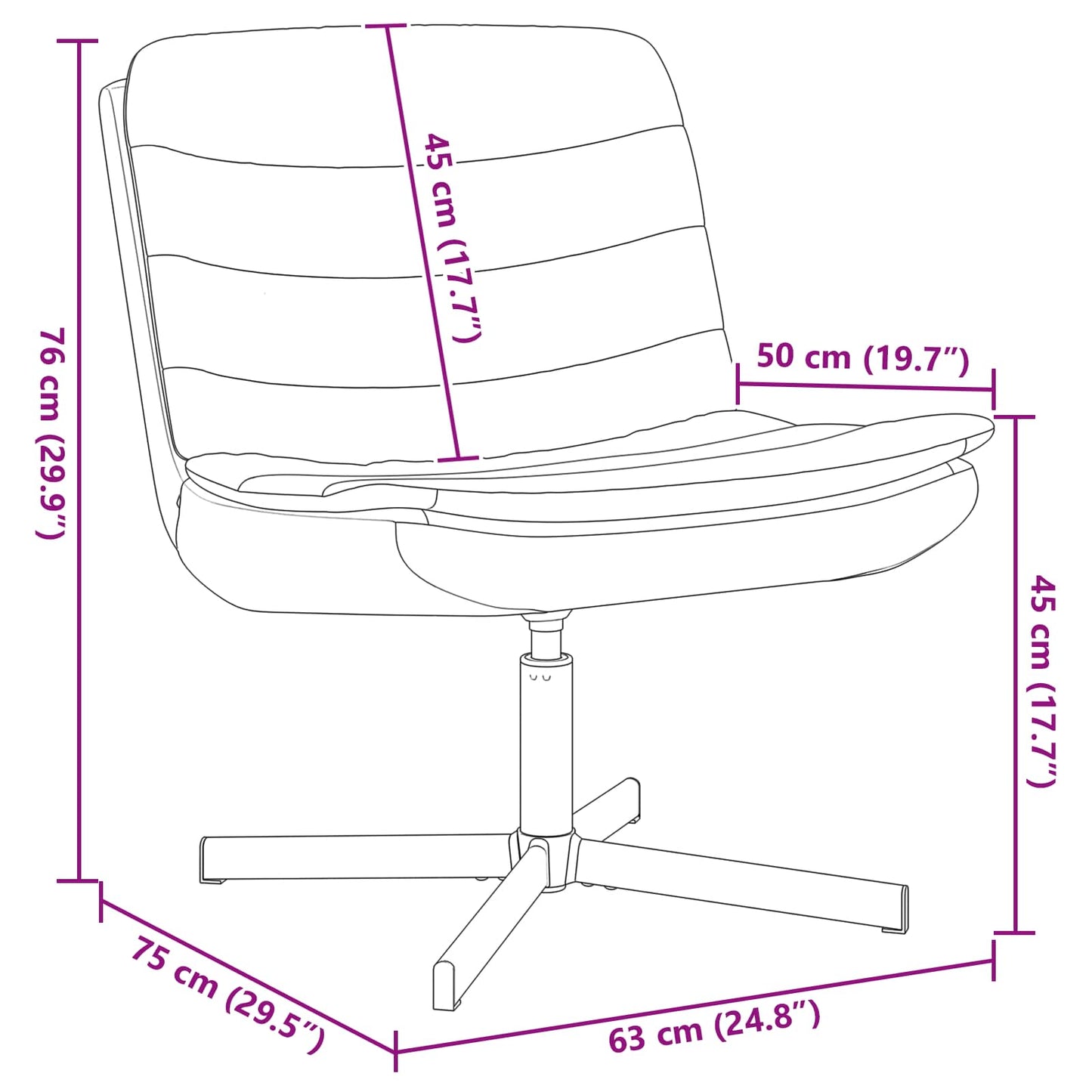 Sedia girevole Blu 63 x 75 x 76 cm Tessuto