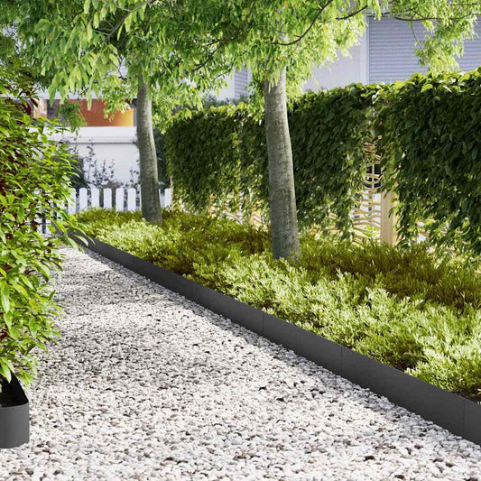 Bordure per prato 50 pcs Nero 100 x 0.5 x 20 cm Acciaio