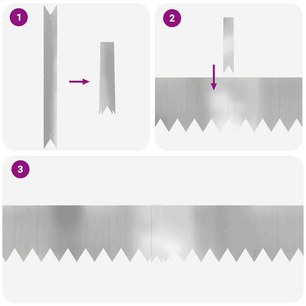 Bordura per Prato 50 pcs Argento 100 x 0.05 x 20 cm