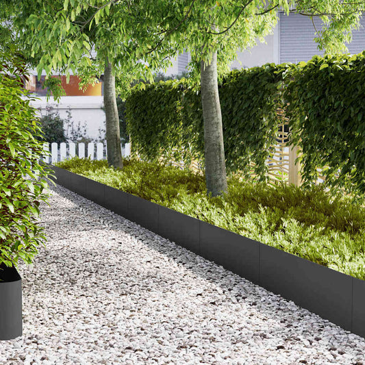 Bordure per prato 30 pcs Nero 100 x 0.5 x 30 cm Acciaio