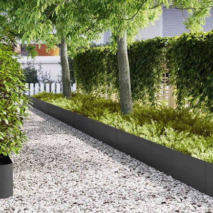 Bordure per prato 30 pcs Nero 100 x 0.5 x 30 cm Acciaio
