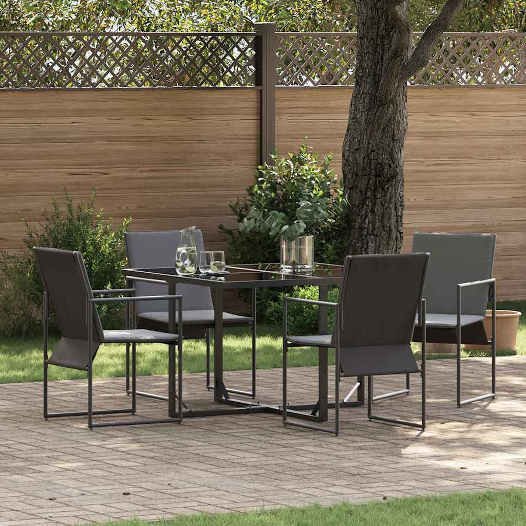 Set da Pranzo per Giardino 5 pcs Nero Acciaio | homemem39