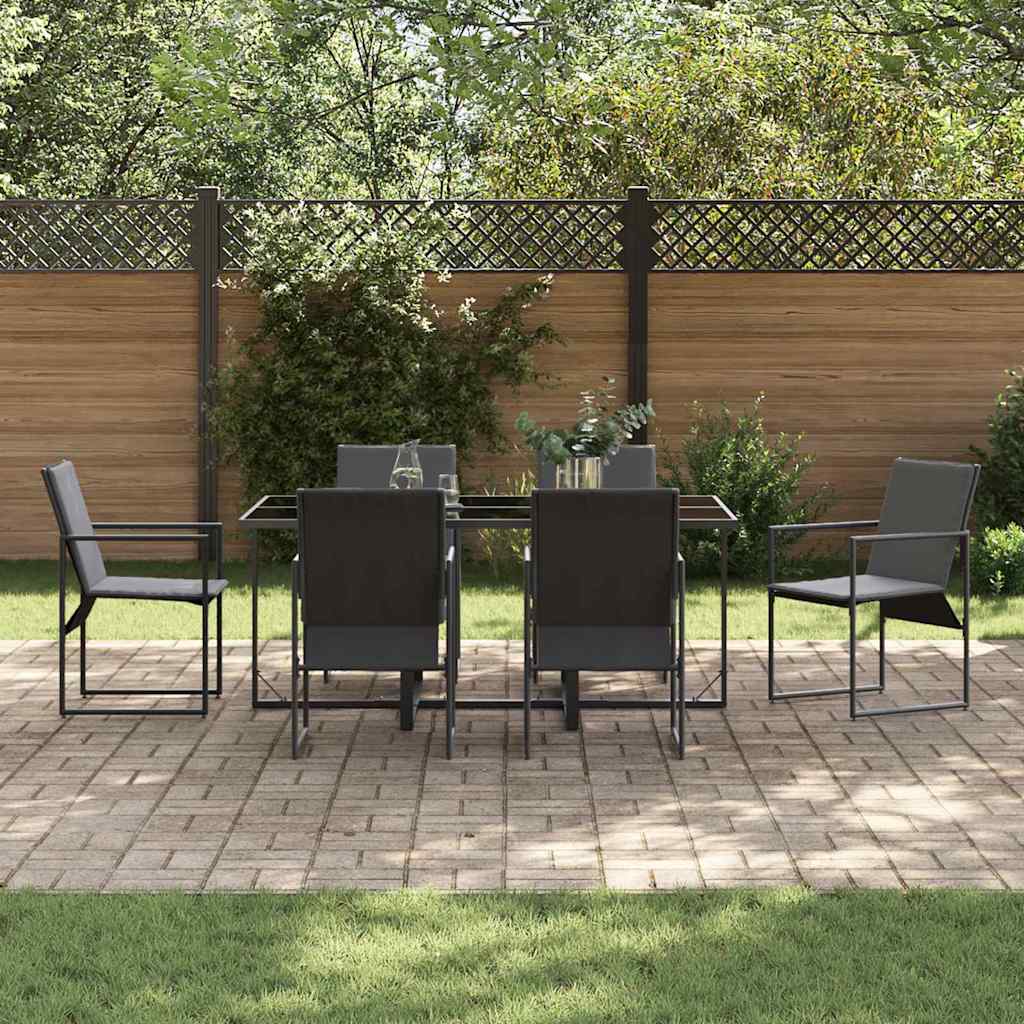 Set da Pranzo per Giardino 7 pcs Nero Acciaio | homemem39