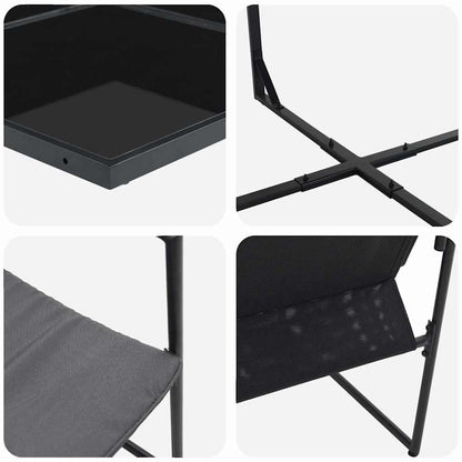 Set da Pranzo per Giardino 9 pcs Nero Acciaio