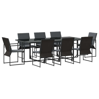 Set da Pranzo per Giardino 9 pcs Nero Acciaio