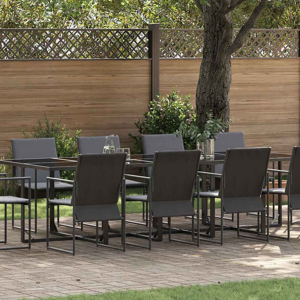 Set da Pranzo per Giardino 11 pcs Nero Acciaio