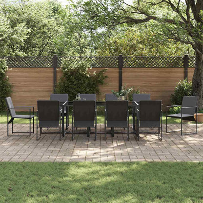 Set da Pranzo per Giardino 11 pcs Nero Acciaio