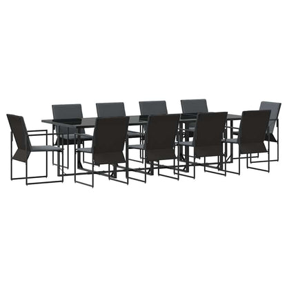 Set da Pranzo per Giardino 11 pcs Nero Acciaio