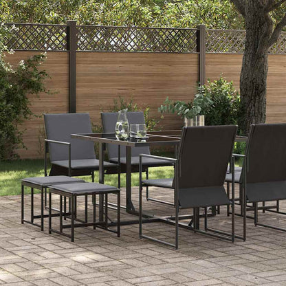 Set da Pranzo per Giardino 9 pcs Nero Acciaio | homemem39