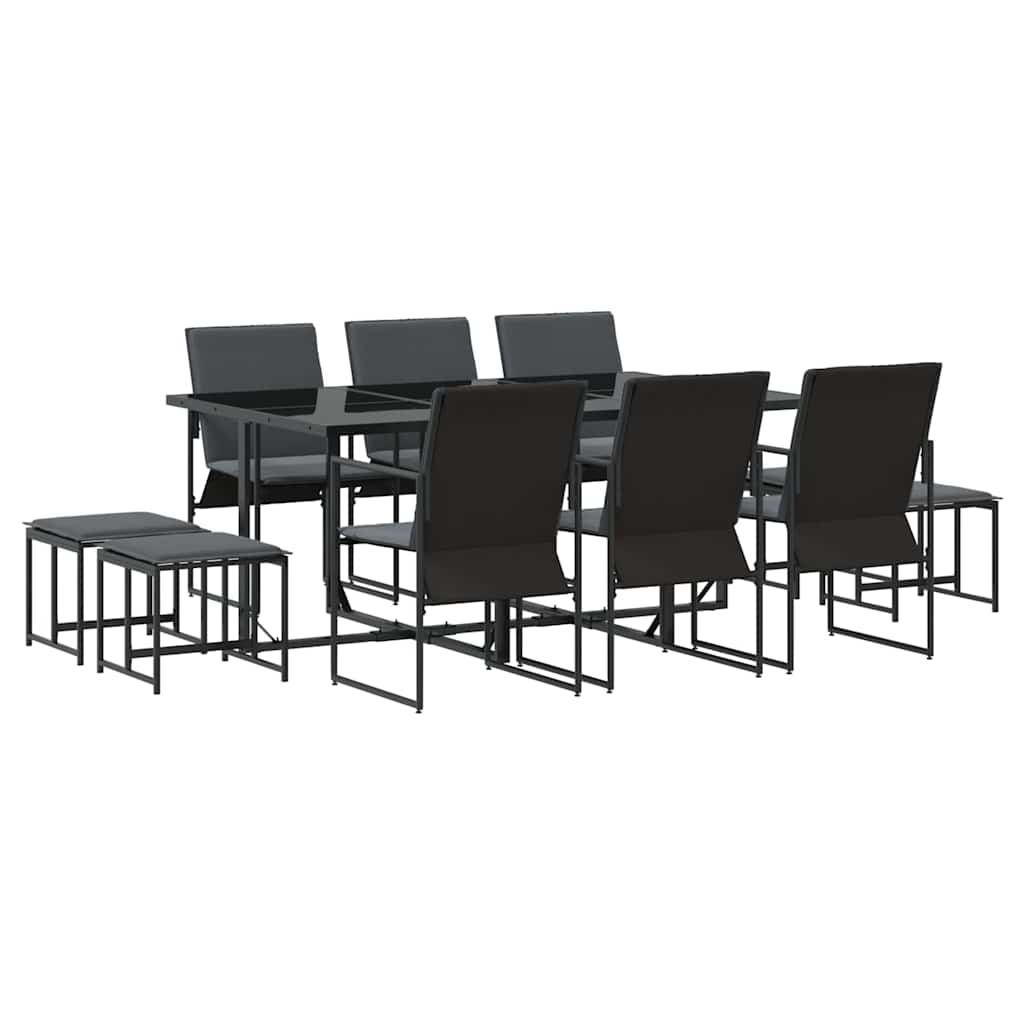 Set da Pranzo per Giardino 11 pcs Nero Acciaio | homemem39