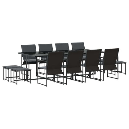 Set da Pranzo per Giardino 13 pcs Nero Acciaio